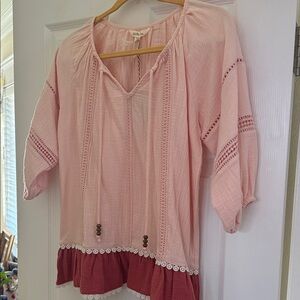 Matilda Jane Pink Lace Trim Blouse